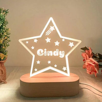Personalised Kids Night Light With Custom Name - Star