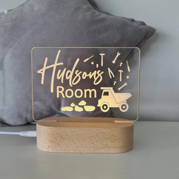 Personalised Kids Night Light With Custom Name - Little Truck