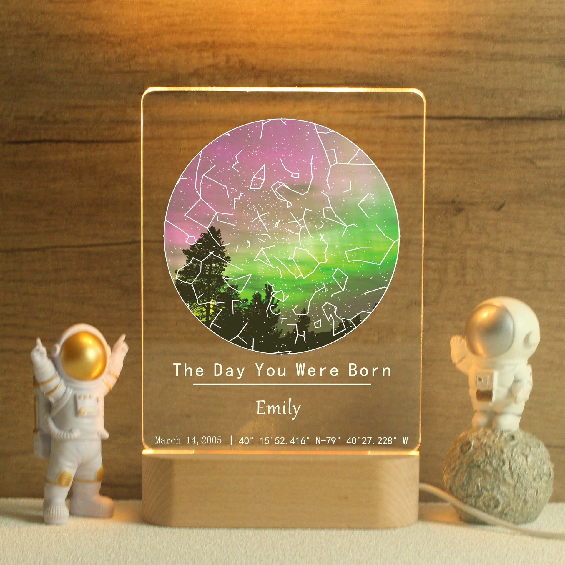 Personalised Aurora Star Map Night Light