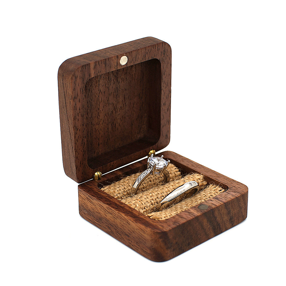 Personalised walnut engraved ring and jewellery box