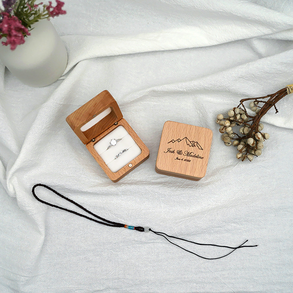 Personalised Beech Wood Ring Box – Custom Engraved Wedding & Proposal Keepsake