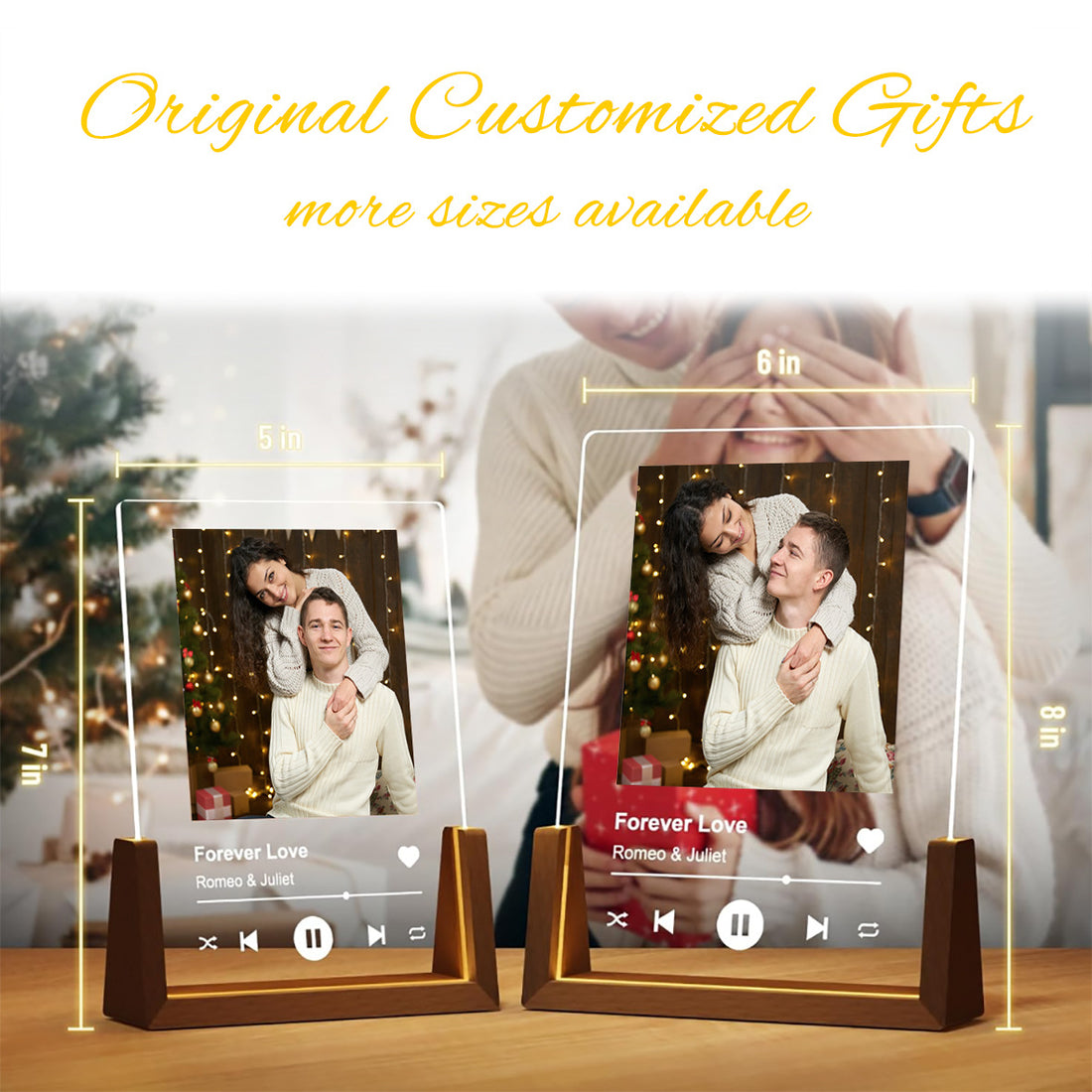 Personalised wooden night light with custom photo and message – meaningful keepsake gift for her or mum