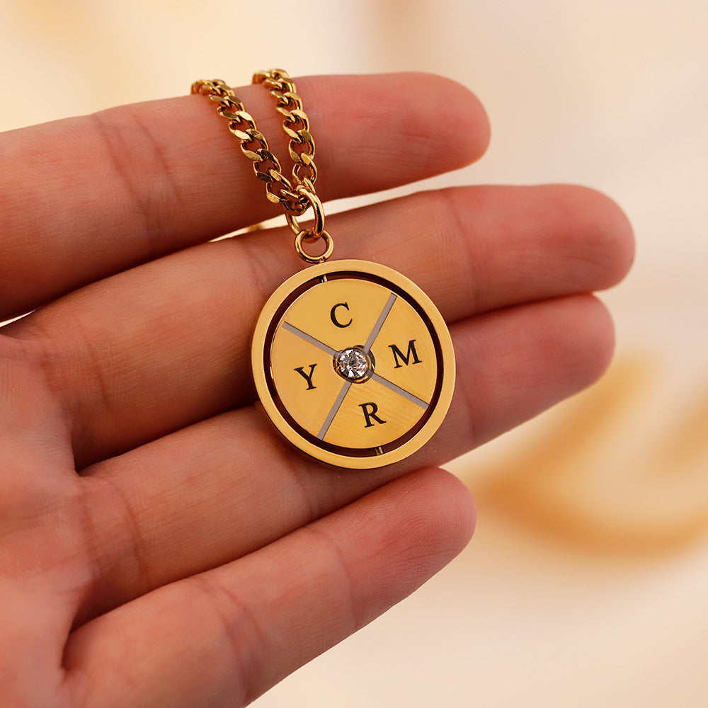 Personalised Compass Spinner Necklace – Custom Engraved Rotating Pendant