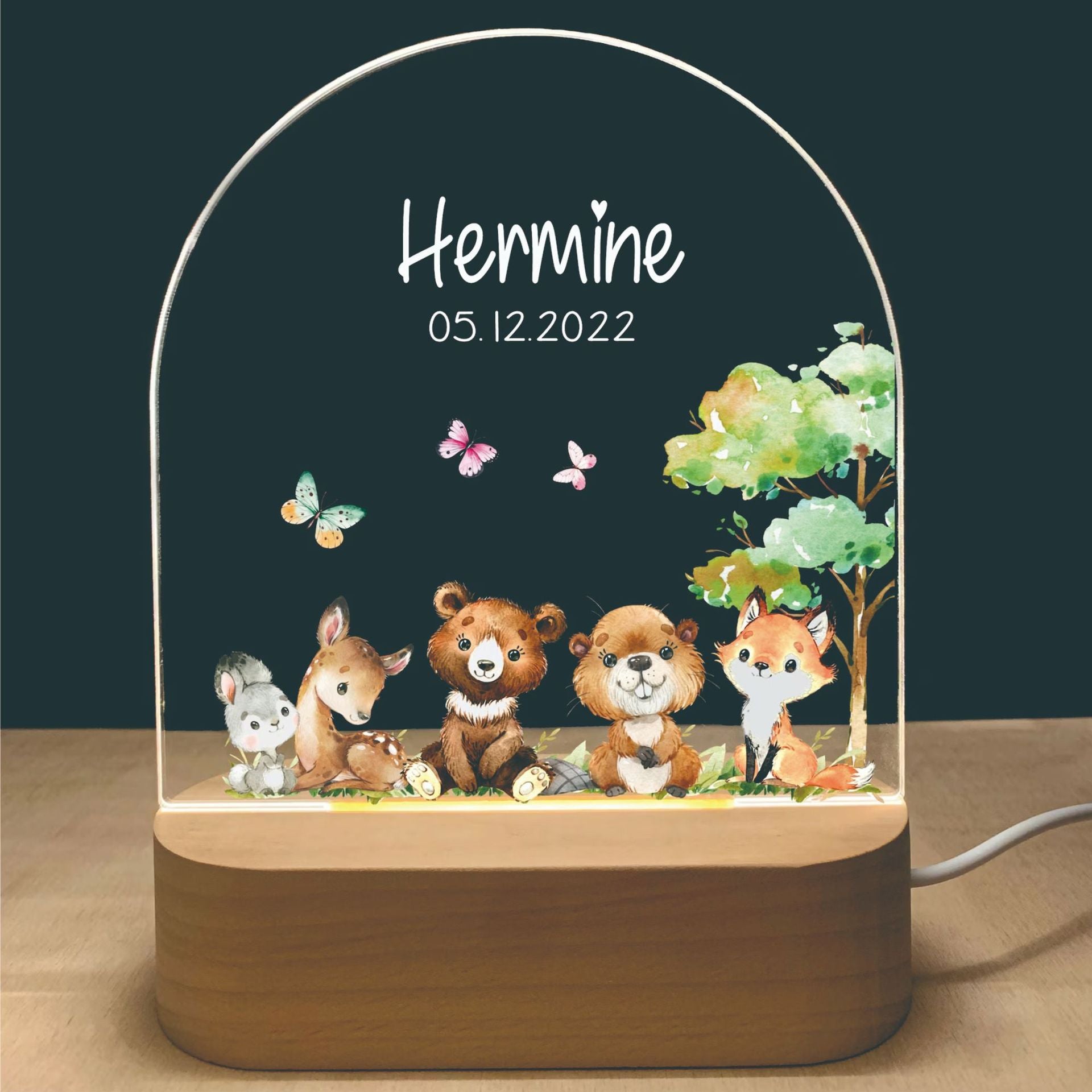 Personalised Kids Night Light With Custom Name - Animal Zoo