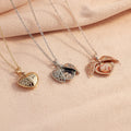 Heart photo locket necklace in silver, gold and rose gold with engraved front