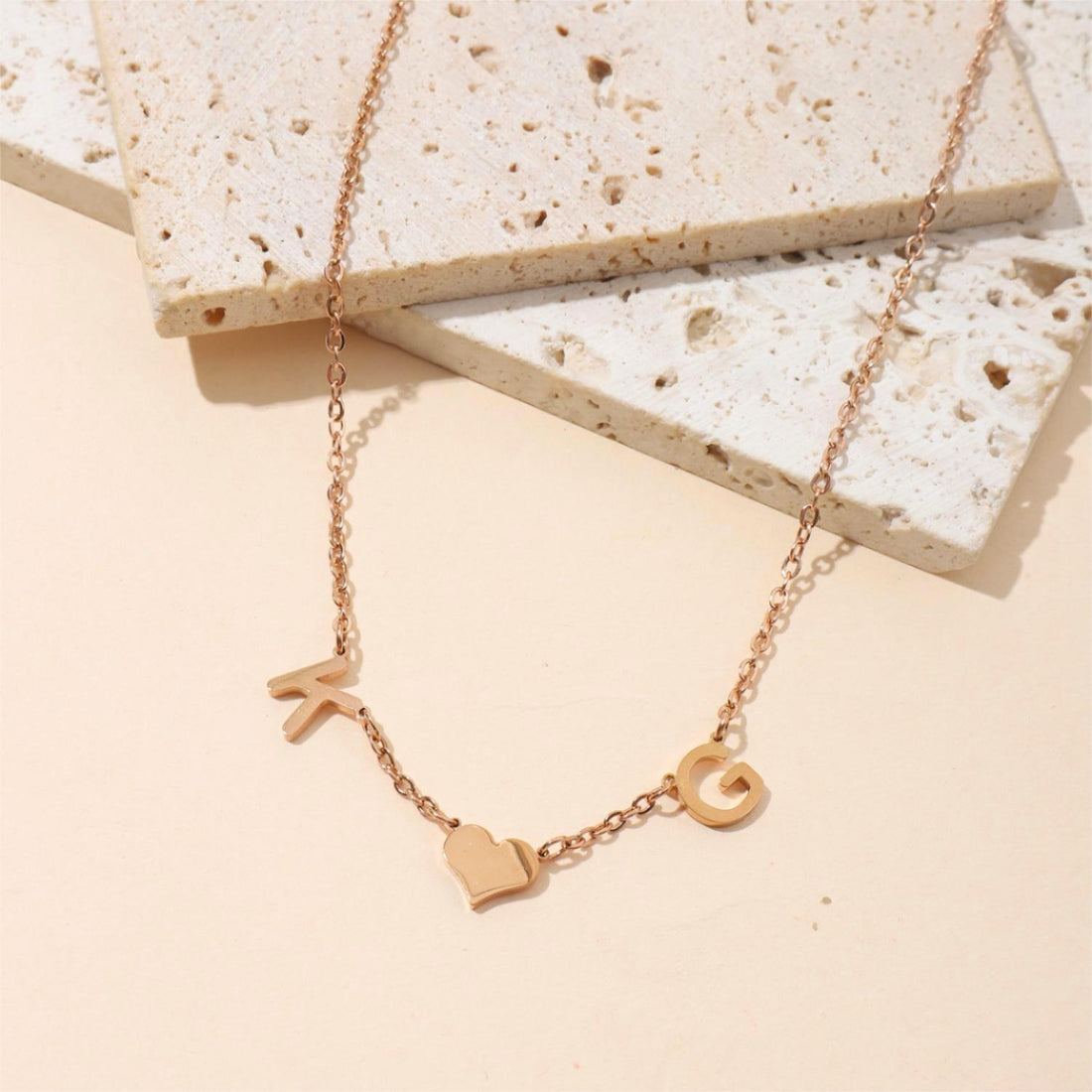 Personalised love necklace with custom initial pendant – dainty gift for her