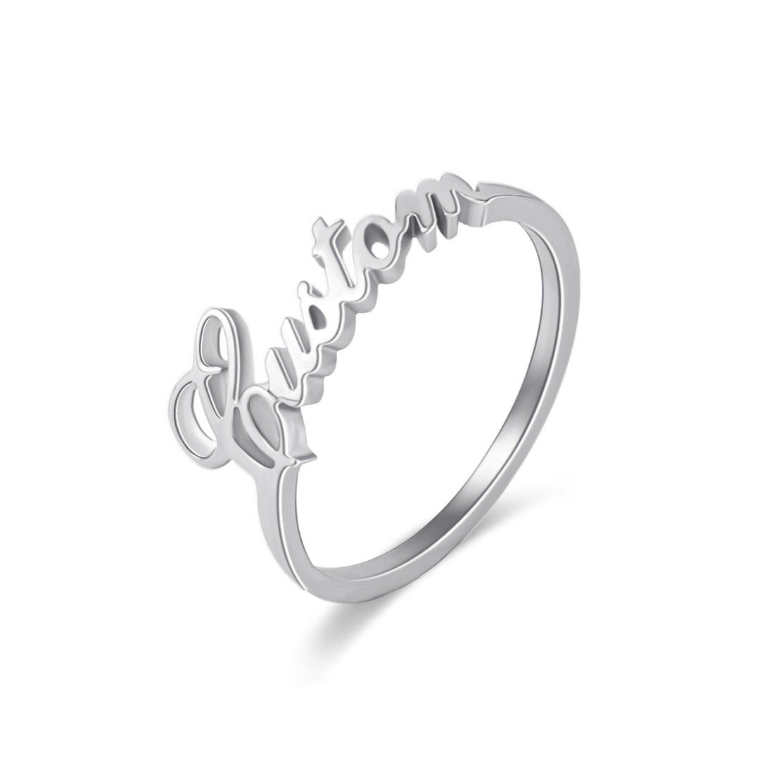 Personalised Name Ring – Custom Stainless Steel Script Ring for Her