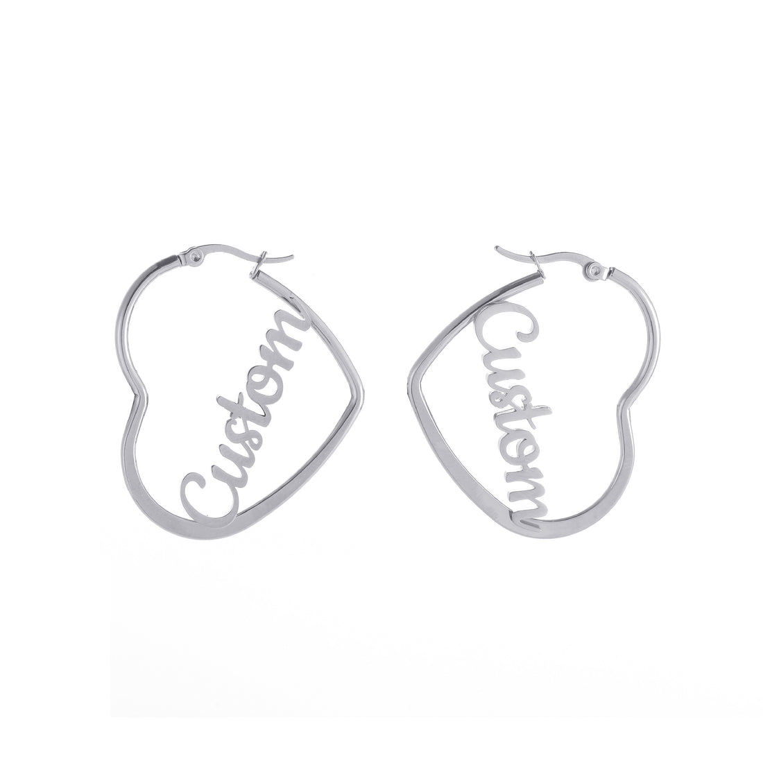 Personalized heart hoop earrings with custom name design in gold finish – thoughtful gift for her
