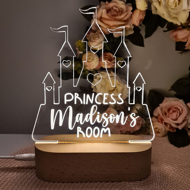 Personalised Kids Night Light With Custom Name - Castle