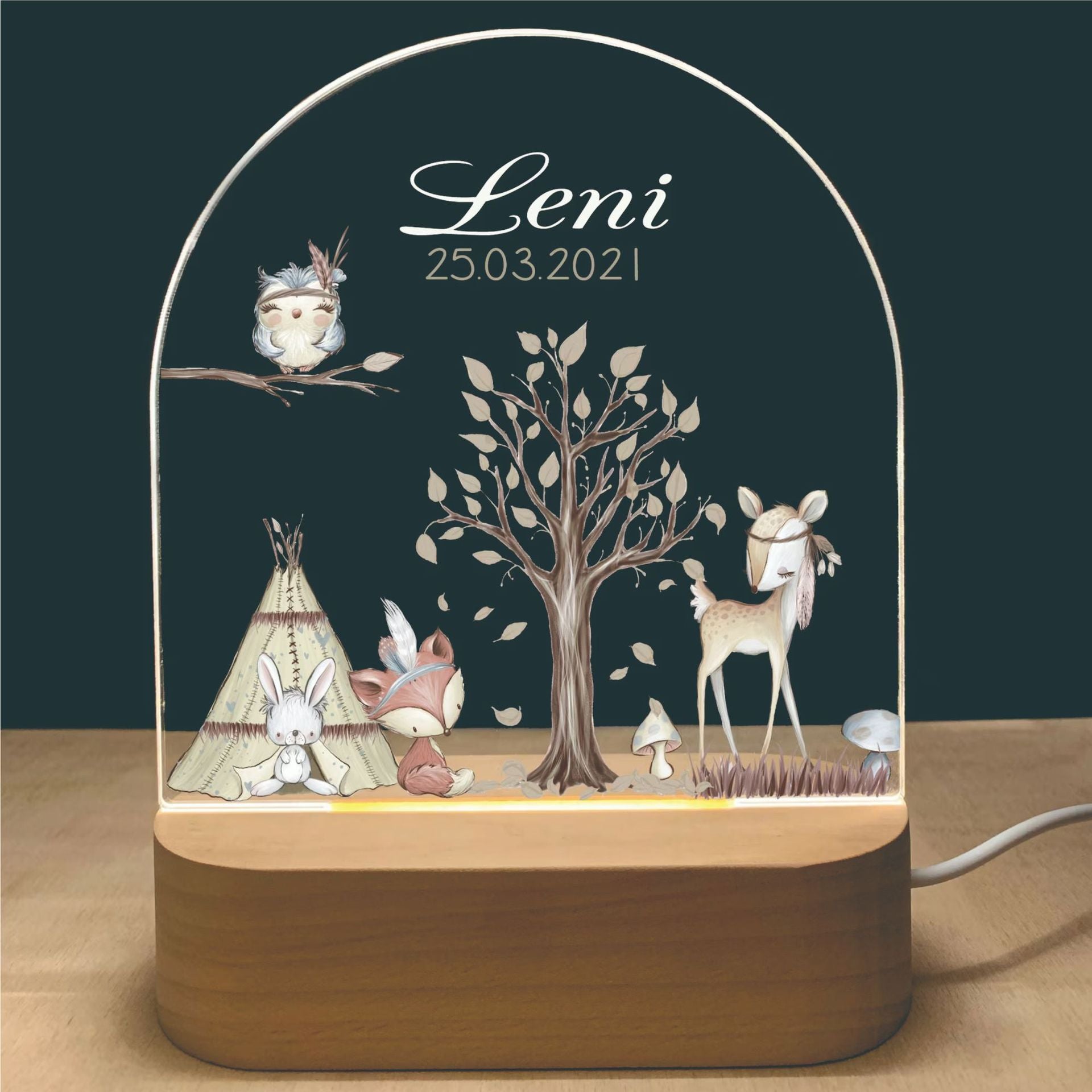 Personalised Kids Night Light With Custom Name - Camping