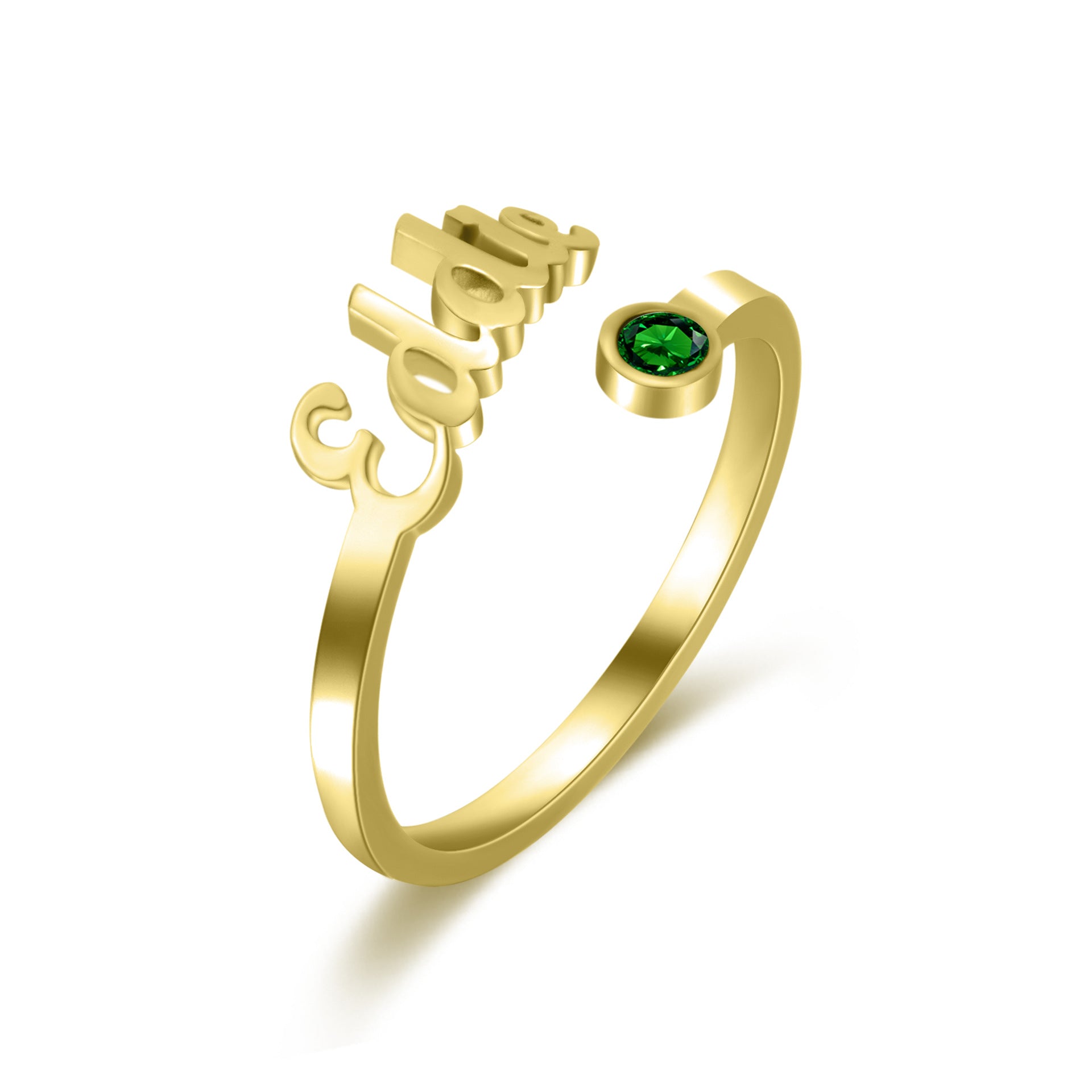 Personalised Name Birthstone Ring – Custom Adjustable Gift for Her