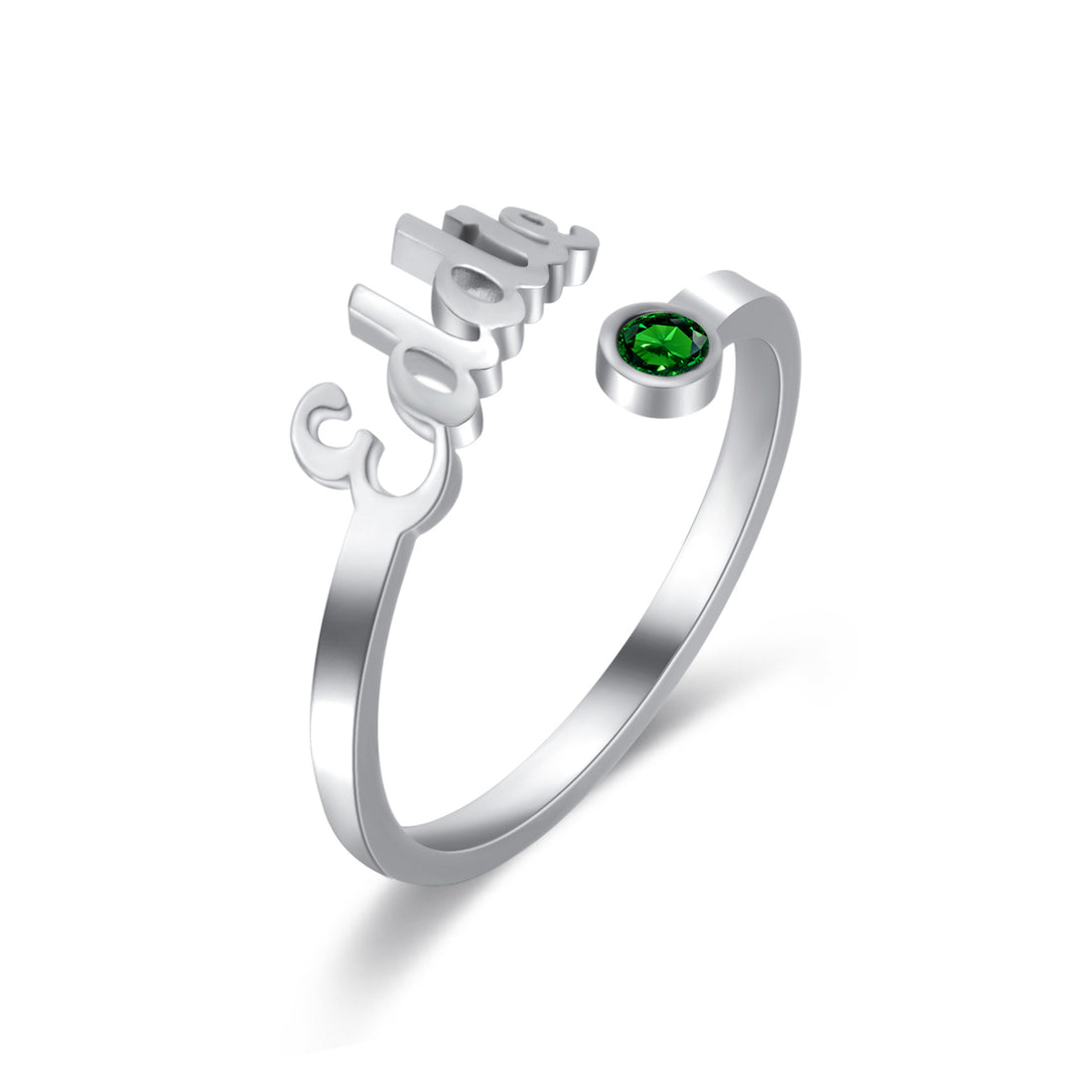 Personalised Name Birthstone Ring – Custom Adjustable Gift for Her