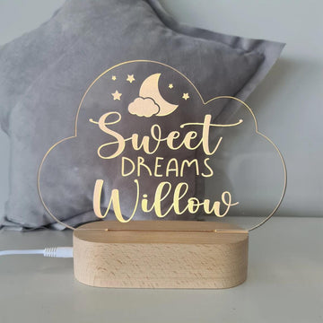 Personalised Kids Night Light With Custom Name - Sweet Dreams
