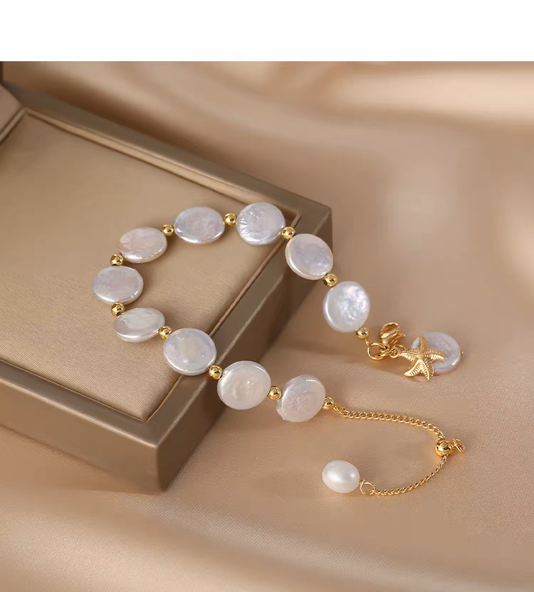 Handmade Baroque Freshwater Pearl Bracelet with 14K Gold-Plated Details