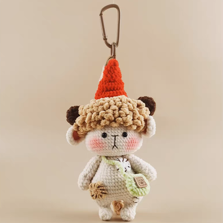 Tender Courage handmade crochet charm patchwork sheep bag charm and keyring gift for her
