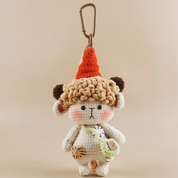 Tender Courage handmade crochet charm patchwork sheep bag charm and keyring gift for her
