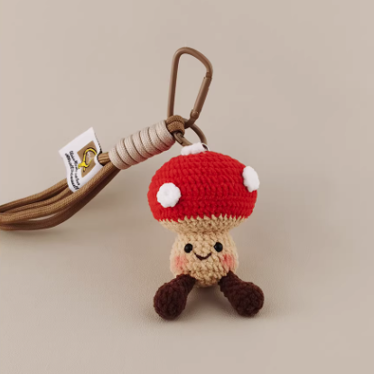Little Wonder handmade crochet charm mushroom bag charm and keyring gift for her
