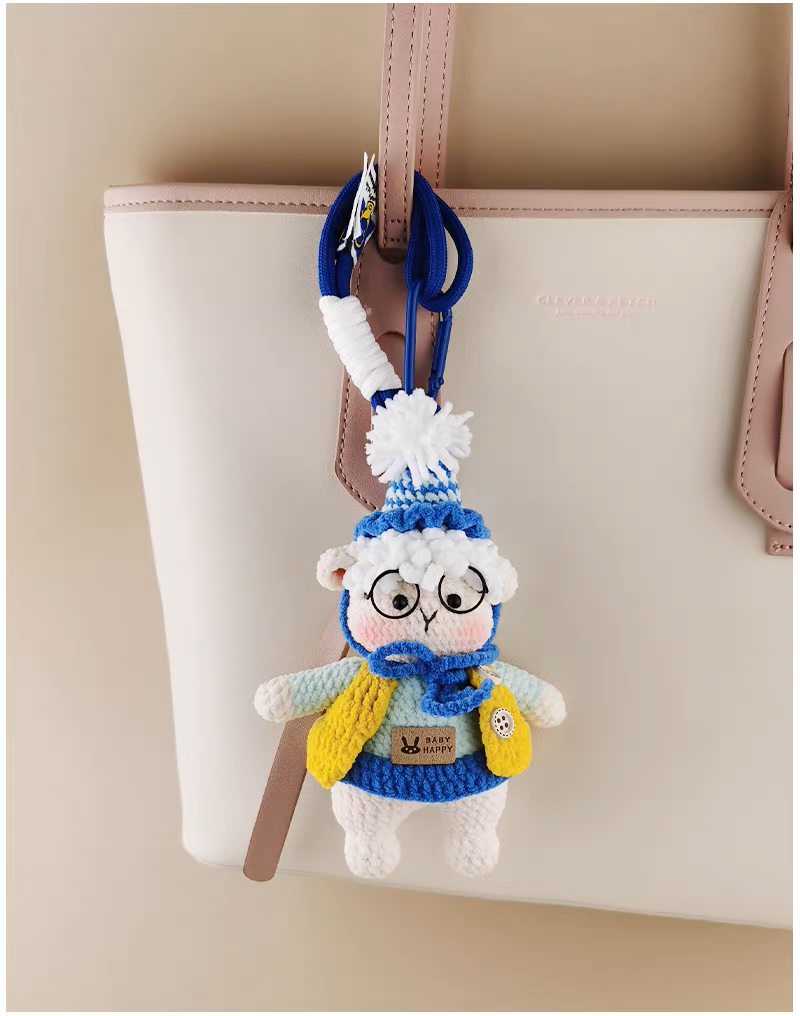 Kindly Brave handmade crochet charm sheep bag charm and keyring gift for her