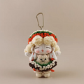 Happy Bite handmade crochet charm burger girl bag charm and keyring gift for her
