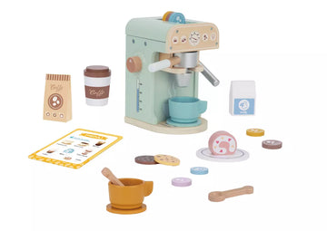 Tooky Toy Wooden Barista Coffee Machine Pretend Play Set