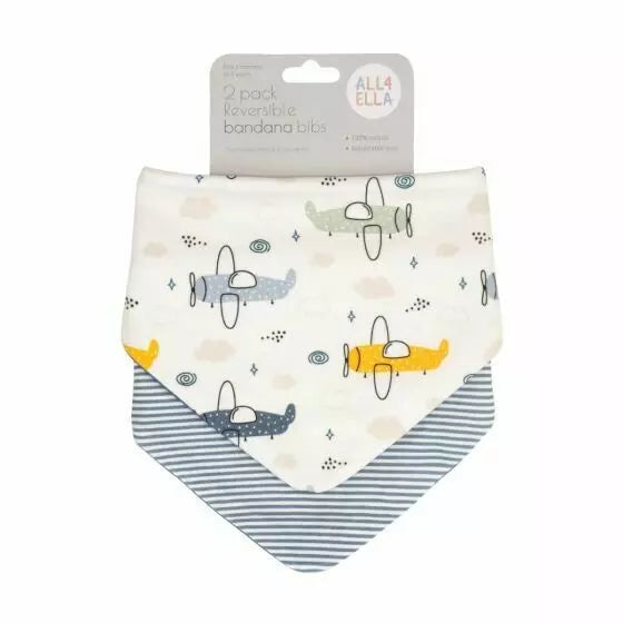 All4Ella Bandana Bibs 2 Pack - Plane
