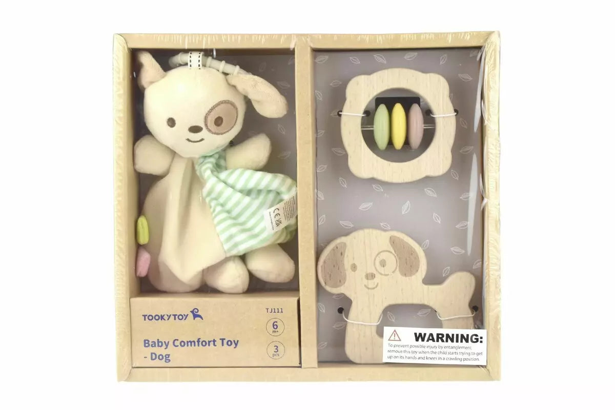 Tooky Toy Baby Comforter Rattle Gift Set -Puppy Dog