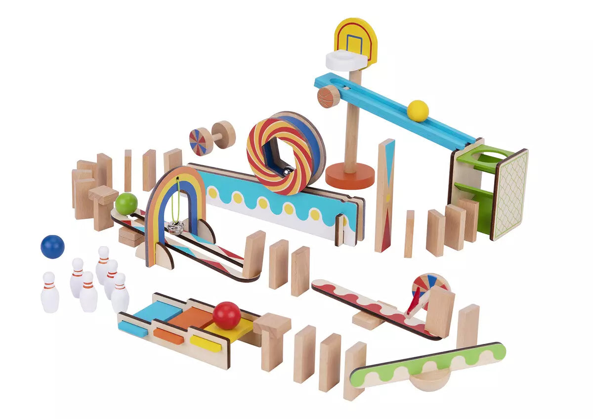 Tooky Toy Various Domino Run Building Set - 57 Pcs