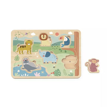 Tooky Toy Wooden Sound Puzzle with Real Human-sounding Voice - Animals