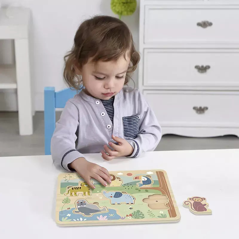 Tooky Toy Wooden Sound Puzzle with Real Human-sounding Voice - Animals