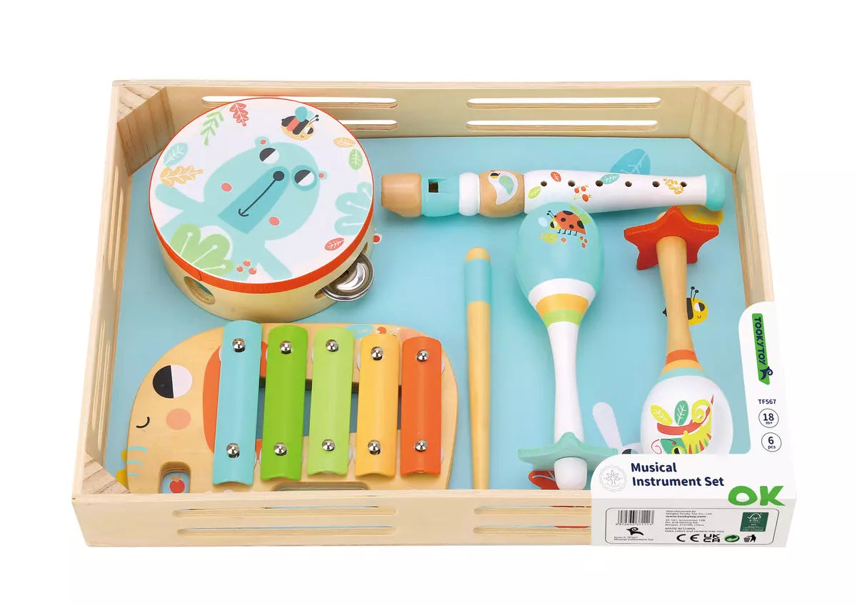 Tooky Toy Music Instrument Set with Wooden Tray