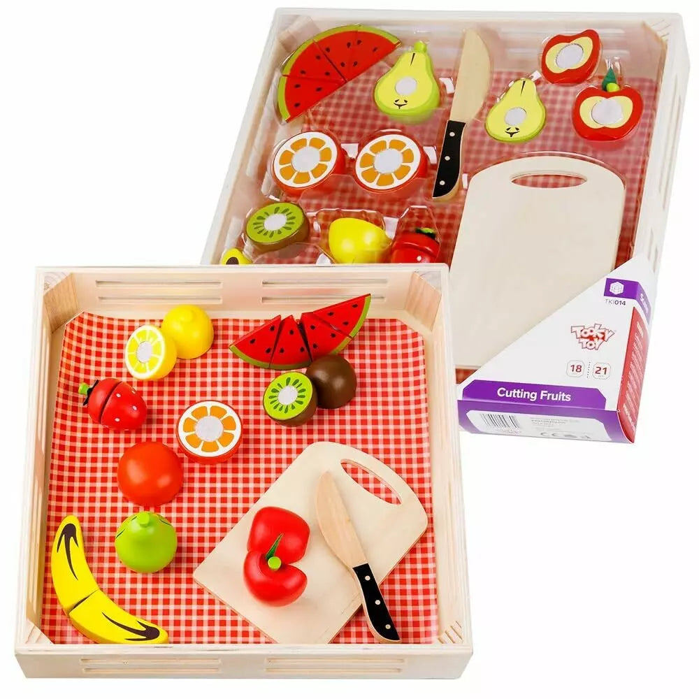 Tooky Toy Wooden Cutting Fruits Play Set