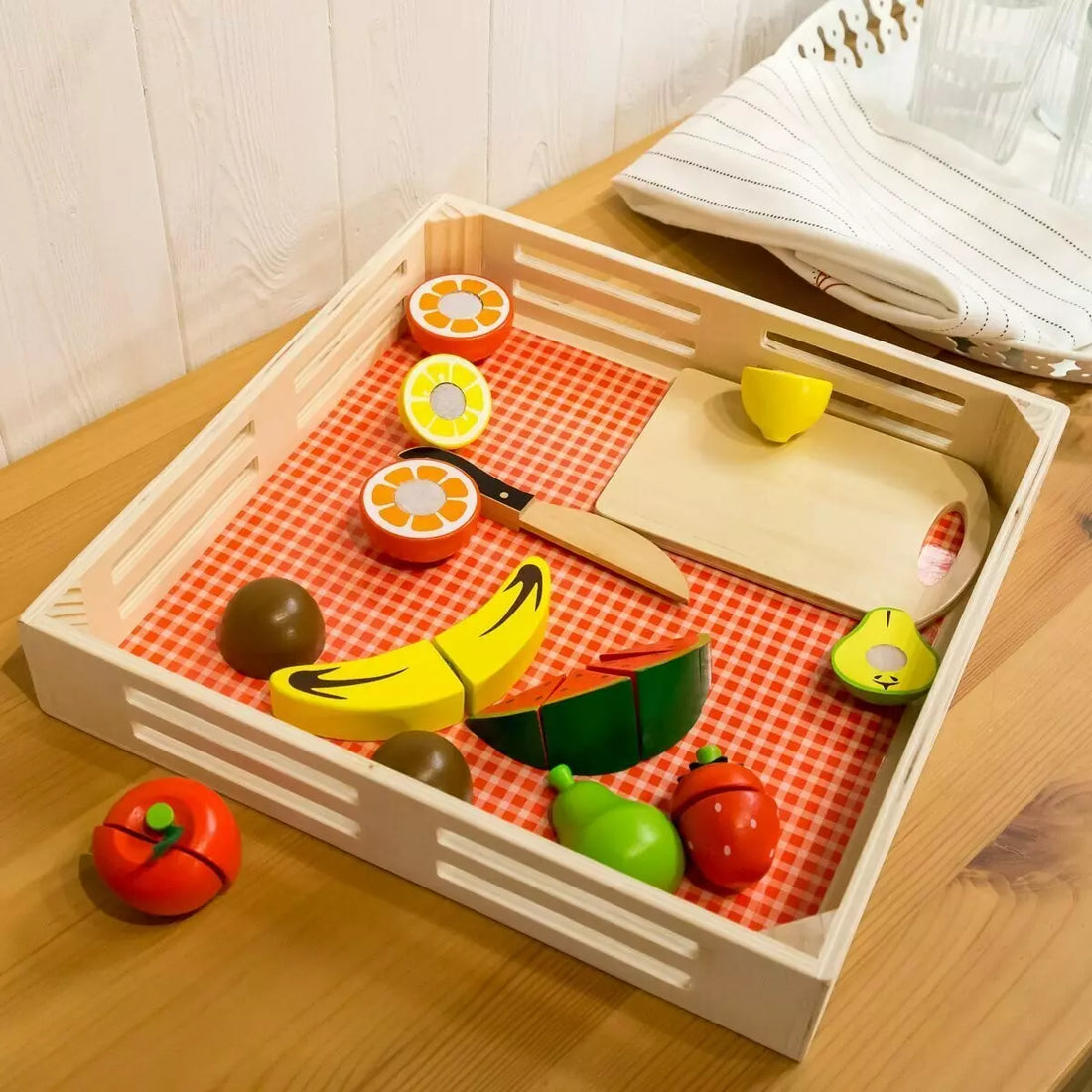Tooky Toy Wooden Cutting Fruits Play Set
