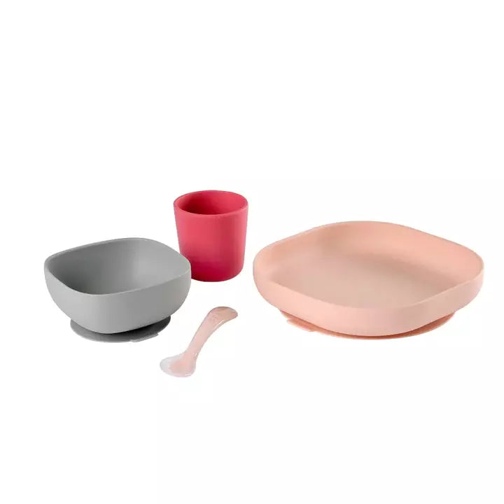 Beaba Silicone Suction 4pc Meal Set - Pink