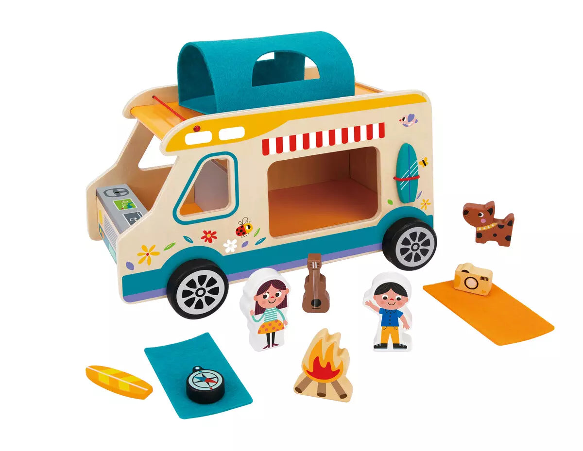 Tooky Toy Wooden Camping RV Pretend Play Set