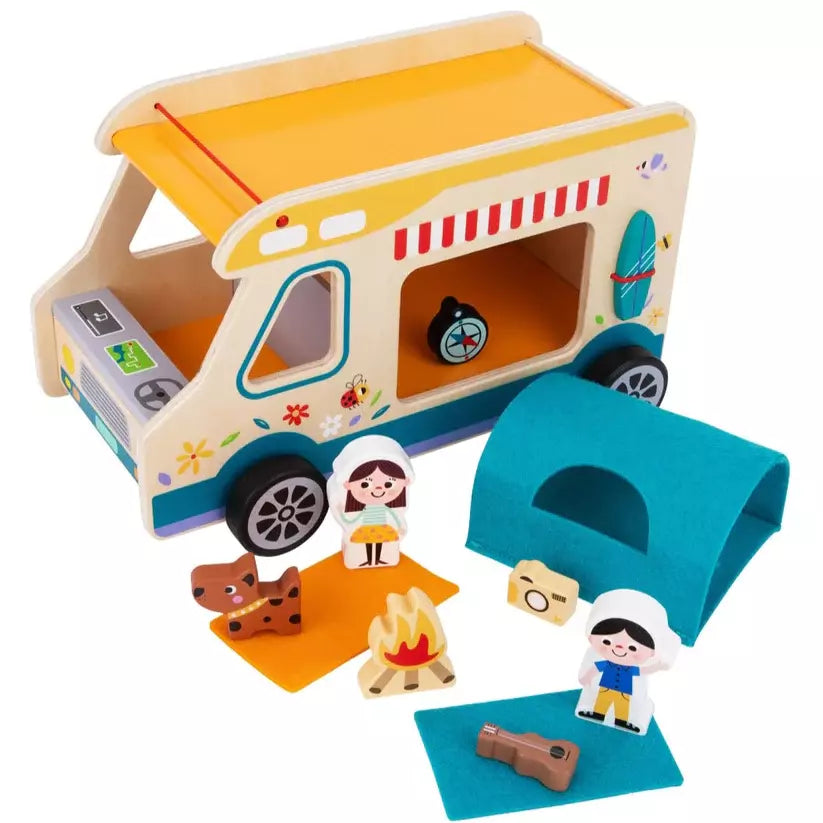Tooky Toy Wooden Camping RV Pretend Play Set