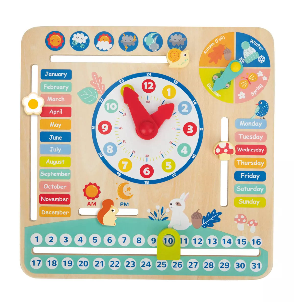 Tooky Toy My Calendar Wooden Season Weather Time Board