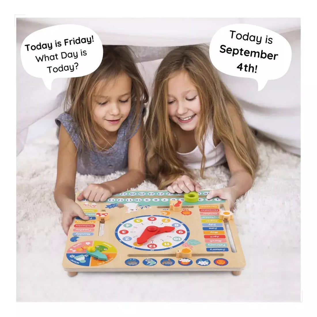 Tooky Toy My Calendar Wooden Season Weather Time Board